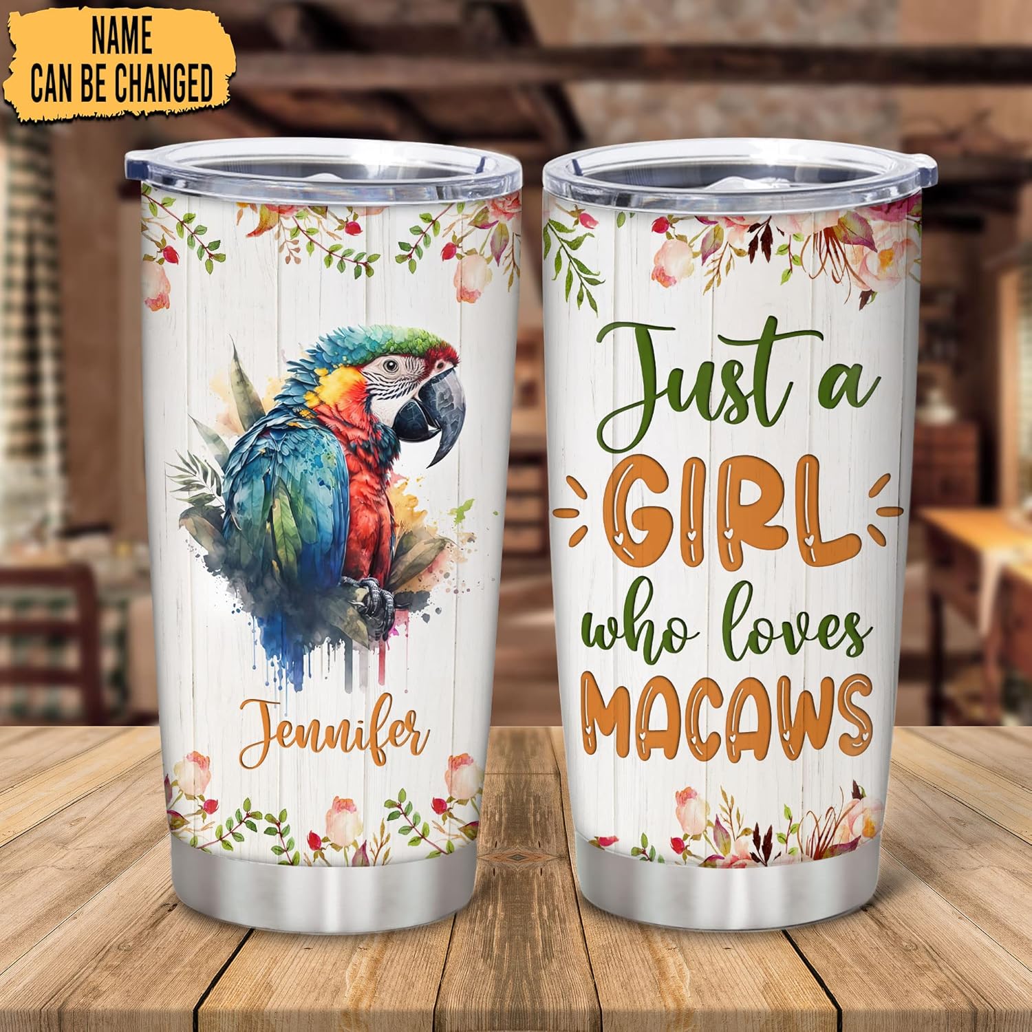 Personalized Macaw Lovers Stainless Steel Tumbler