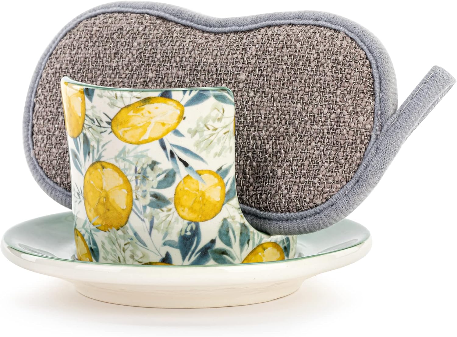 Perfect Lemon Pattern Partnered with Sponge Dish for Clean Living