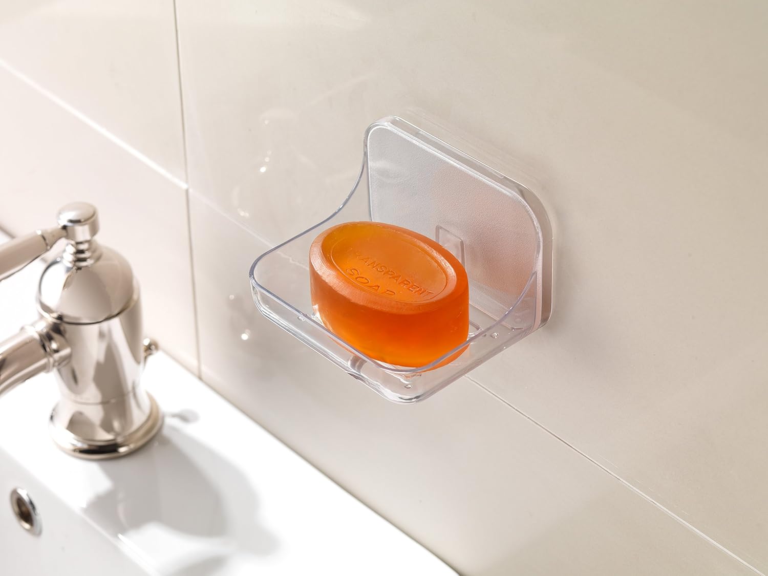 Addis Invisifix Bathroom Soap Dish Holder Translucent 95 x 12 x 8 cm
