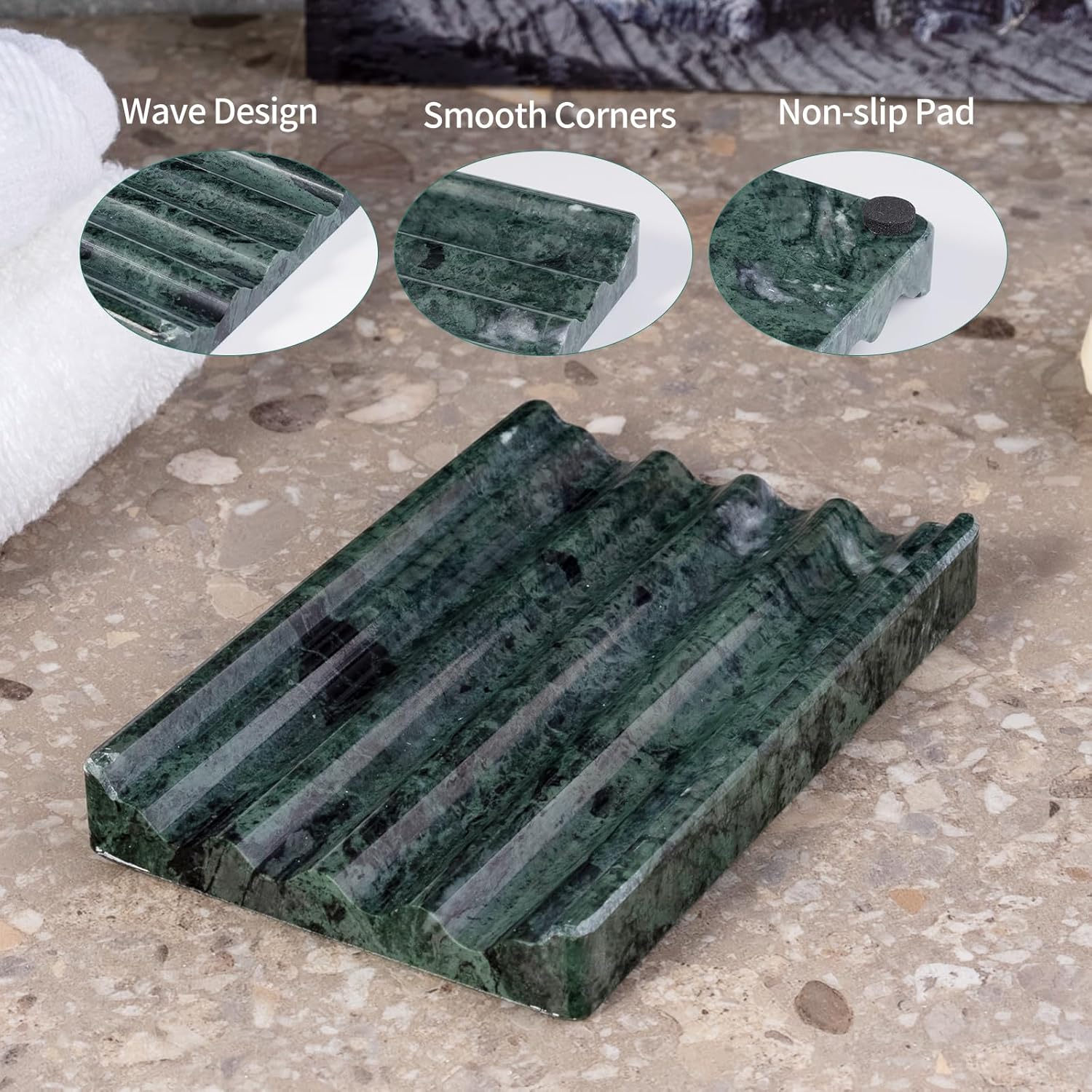 Marble Soap Dish Water Ripple Design