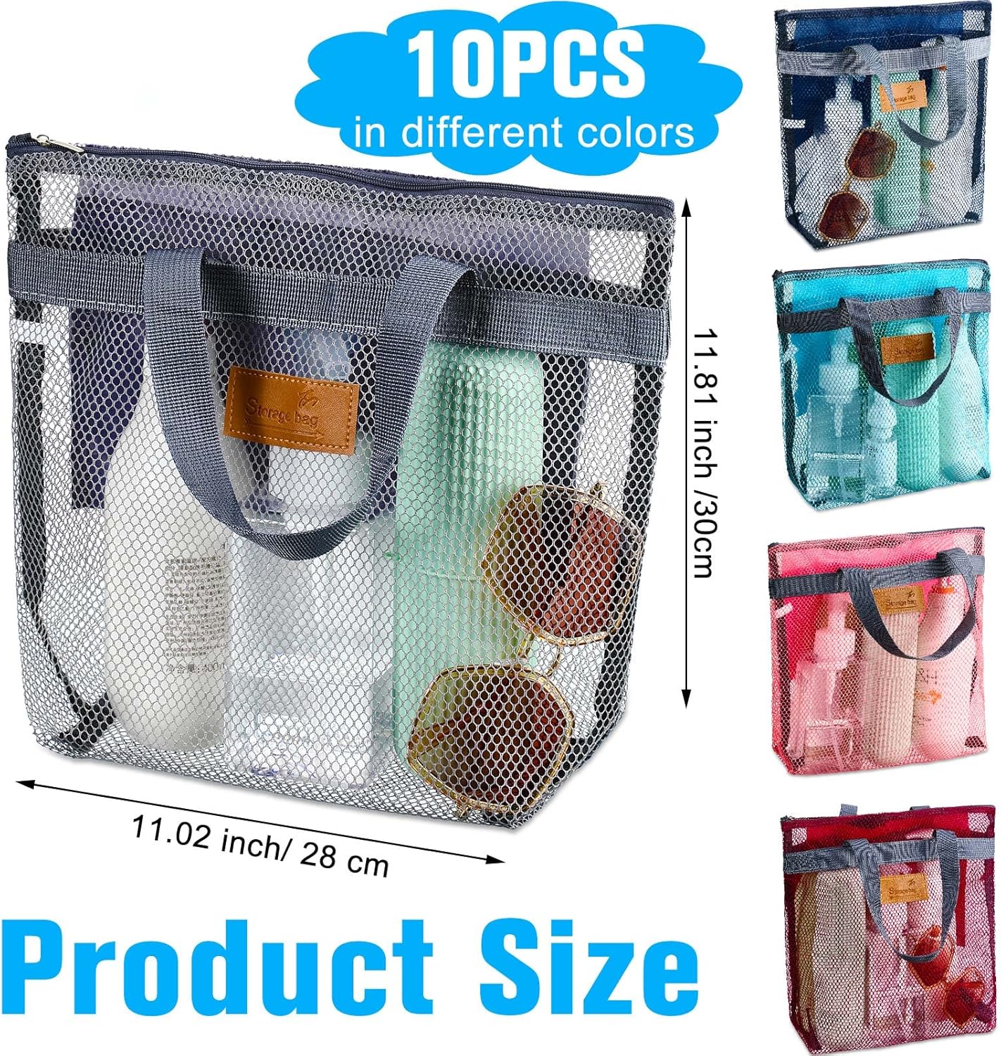 Tudomro 10 Piece Mesh Shower Caddy Tote Bag